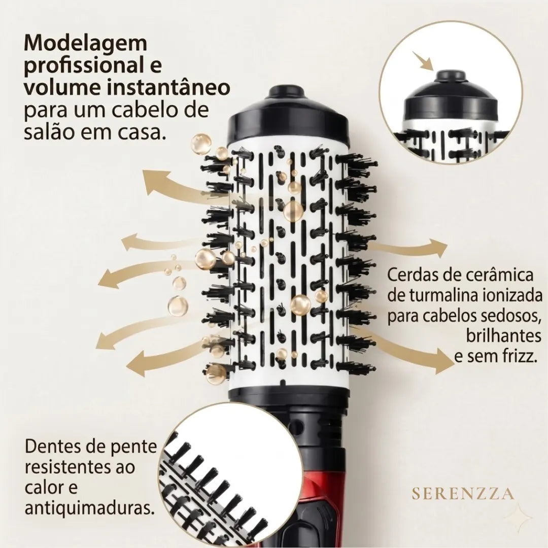 Escova Modeladora Rotativa 3 em 1 Lumina Pro