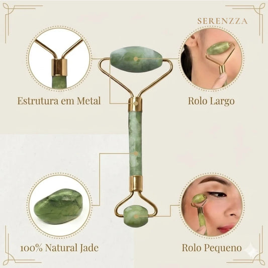 Kit SkinCare Massageador Facial Pedra Jade e Gua Sha