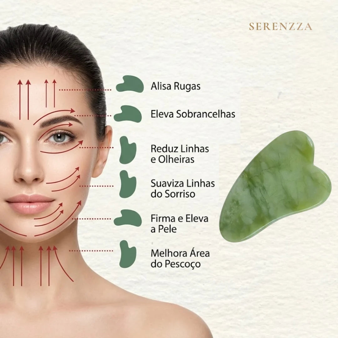 Kit SkinCare Massageador Facial Pedra Jade e Gua Sha