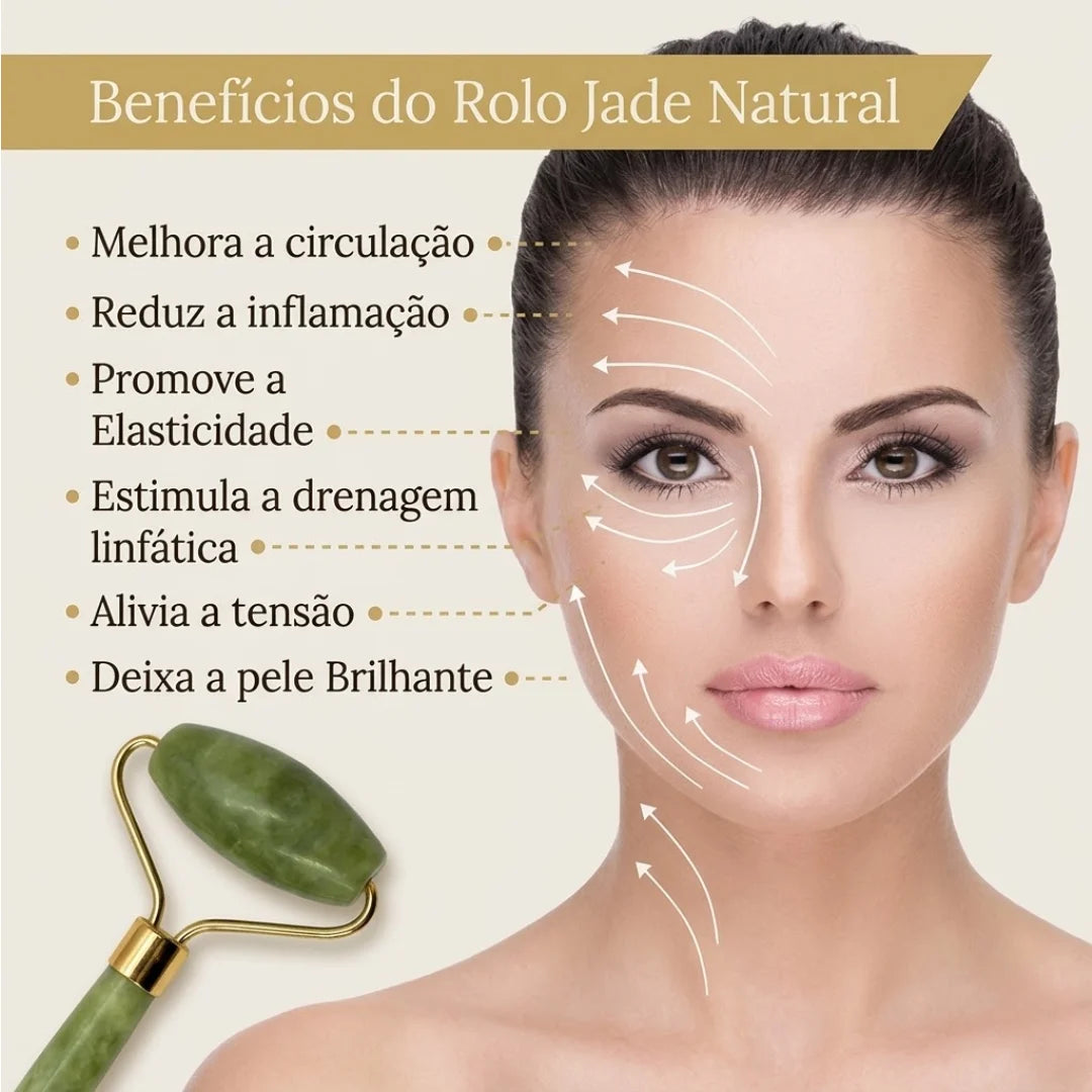 Kit SkinCare Massageador Facial Pedra Jade e Gua Sha