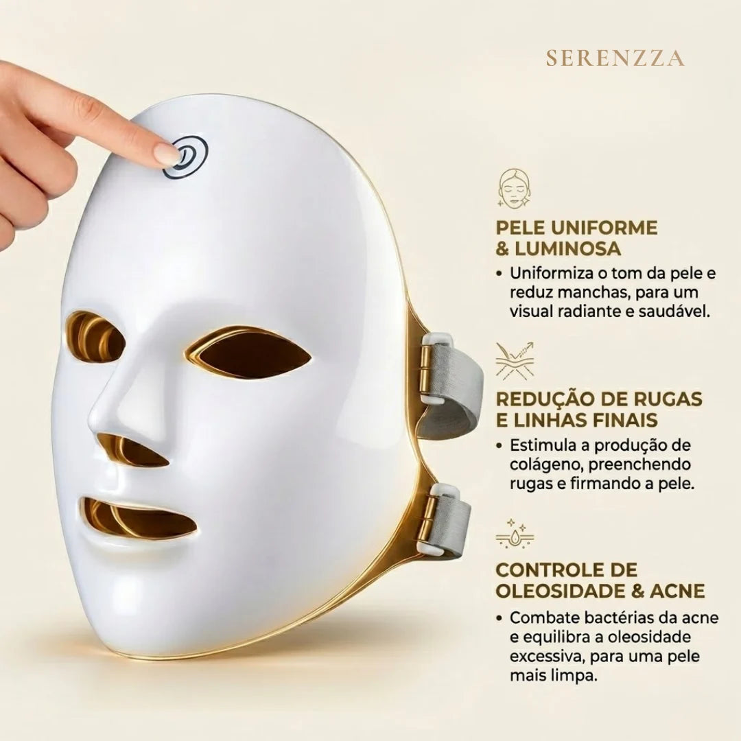 Máscara de Fototerapia LuminaSkin: 7 Cores para Rejuvenescimento