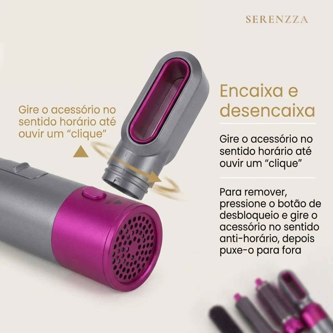 Escova Alisadora 5 em 1 Stellar Gloss: Cabelo de salão em casa