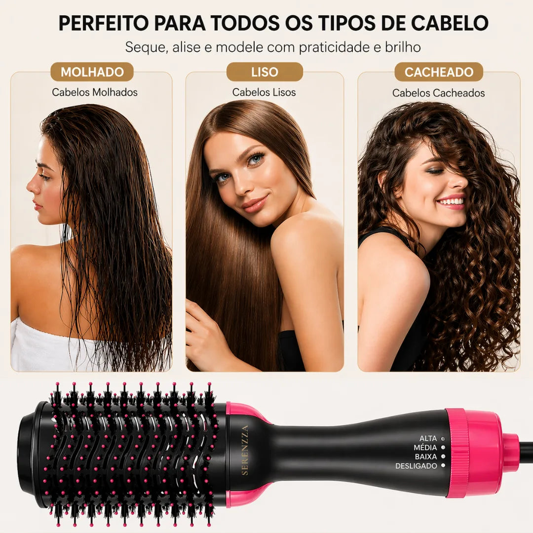 Escova Alisadora de Cabelo Lunnar 3 em 1