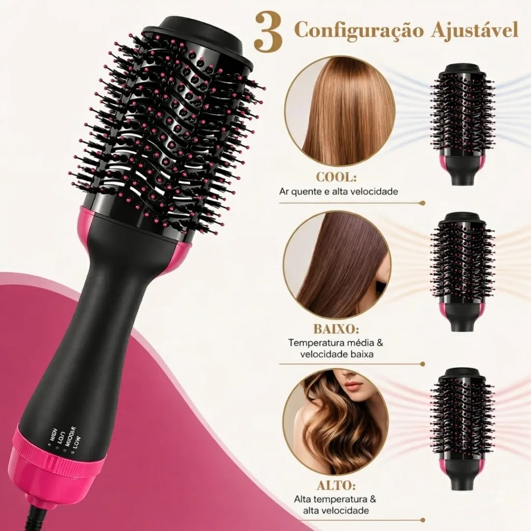 Escova Alisadora de Cabelo Lunnar 3 em 1