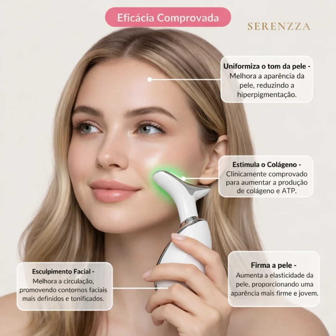 Massageador Facial com Fototerapia Anti-Rugas FaceLift